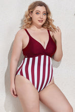 Load image into Gallery viewer, Plus Size Two-Tone Tie Back One-Piece Swimsuit