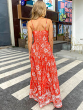 Load image into Gallery viewer, Bohemian Drawstring Waist Spaghetti Strap Maxi Dress