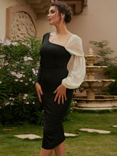 Load image into Gallery viewer, Two-Tone Back Slit One-Shoulder Bodycon Dress