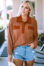 Load image into Gallery viewer, Half-Button Collared Long Sleeve Top