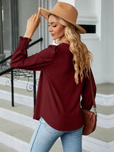 Load image into Gallery viewer, Ruched Square Neck Lantern Sleeve Blouse