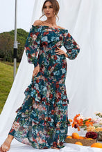 Load image into Gallery viewer, Floral Ruffle Trim Off-Shoulder Dress