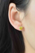 Load image into Gallery viewer, 2 Carat Yellow Heart Moissanite Platinum-Plated Earrings