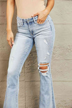 Load image into Gallery viewer, BAYEAS Mid Rise Distressed Flare Jeans