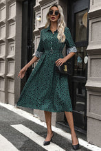 Load image into Gallery viewer, Polka Dot Tied Button Up Dress