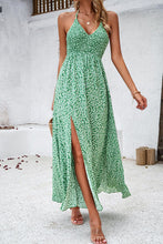 Load image into Gallery viewer, Smocked Slit Tied Printed Dress
