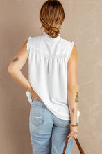 Load image into Gallery viewer, Buttoned Frill Trim Smocked Sleeveless Blouse