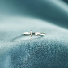Load image into Gallery viewer, T Shape Inlaid Zircon 925 Sterling Silver Open Ring