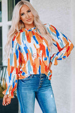 Load image into Gallery viewer, Paint Print Ruffle Collar Flounce Sleeve Top