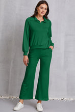 Load image into Gallery viewer, Half Zip Collared Neck Sweatshirt and Pants Set