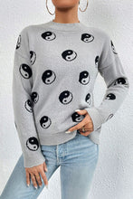 Load image into Gallery viewer, Graphic Mock Neck Dropped Shoulder Sweater