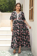 Load image into Gallery viewer, Plus Size Floral V-Neck Maxi Dress