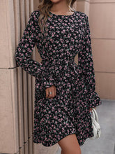 Load image into Gallery viewer, Floral Tie Front Long Sleeve Dress