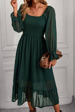 Load image into Gallery viewer, Swiss Dot Smocked Ruffle Hem Flounce Sleeve Dress