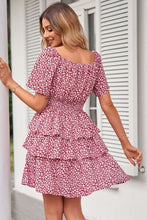 Load image into Gallery viewer, Floral Smocked Short Sleeve Layered Dress