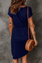 Load image into Gallery viewer, Short Sleeve Ruched Asymmetrical Hem Dress