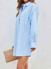 Load image into Gallery viewer, Button Up Long Sleeve Mini Shirt Dress