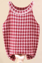 Load image into Gallery viewer, Plaid Round Neck Sleeveless Knit Top