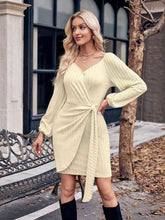 Load image into Gallery viewer, Asymmetrical Surplice Puff Sleeve Mini Dress