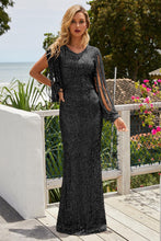 Load image into Gallery viewer, Sequin Fringe Sleeve Maxi Dress