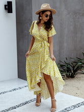 Load image into Gallery viewer, Floral Tied Flutter Sleeve Surplice Dress