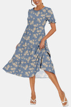 Load image into Gallery viewer, Round Neck Flounce Sleeve Midi Dress