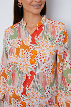 Load image into Gallery viewer, Floral Frill Notched Long Sleeve Blouse