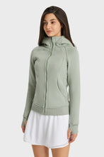 Load image into Gallery viewer, Zip Up Seam Detail Hooded Sports Jacket