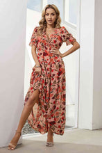 Load image into Gallery viewer, Floral V-Neck Short Flounce Sleeve Dress