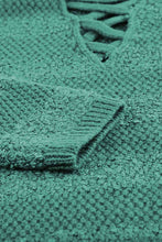 Load image into Gallery viewer, Round Neck Dropped Shoulder Crisscross Pullover Sweater