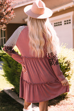Load image into Gallery viewer, Mixed Print Frill Trim Long Sleeve Dress