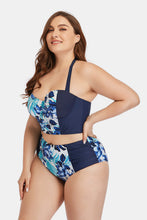 Load image into Gallery viewer, Plus Size Floral Lace-Up Halter Neck Bikini Set
