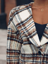 Load image into Gallery viewer, Plaid Dropped Shoulder Cropped Jacket