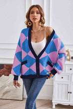 Load image into Gallery viewer, Geometric Lantern Sleeve Cardigan with Pockets