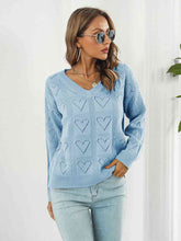 Load image into Gallery viewer, Openwork V-Neck Sweater
