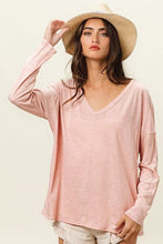 Load image into Gallery viewer, BiBi Exposed Seam V-Neck Long Sleeve T-Shirt