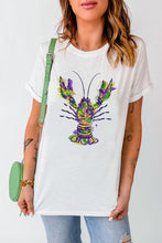 Load image into Gallery viewer, Mardi Gras Lobster Round Neck T-Shirt
