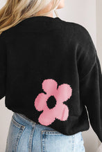 Load image into Gallery viewer, Round Neck Floral Pattern Color Contrast Design Long Sleeve Sweater