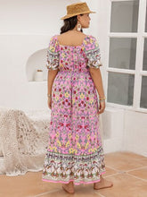 Load image into Gallery viewer, Plus Size Printed Square Neck Ruffle Hem Dress