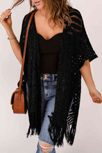 Load image into Gallery viewer, Fringe Hem Slit Open Front Cardigan