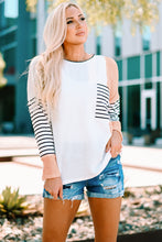 Load image into Gallery viewer, Striped Color Block Waffle-Knit Top