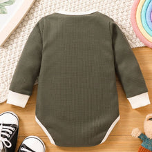 Load image into Gallery viewer, Baby Contrast Trim Waffle-Knit Long Sleeve Bodysuit
