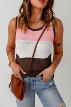 Load image into Gallery viewer, Color Block Openwork Knit Tank Top