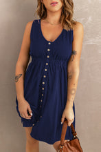 Load image into Gallery viewer, Button Front Empire Waist Sleeveless Slit Dress
