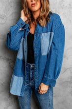 Load image into Gallery viewer, Color Block Snap Denim Jacket