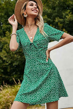 Load image into Gallery viewer, Printed Front Tie Regular Sleeve V-Neck Dress