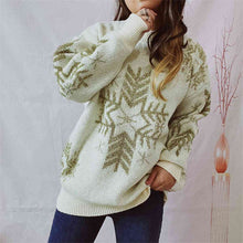 Load image into Gallery viewer, Snowflake Pattern Long Sleeve Sweater