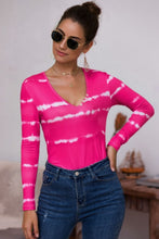 Load image into Gallery viewer, Tie-Dye Plunge Long Sleeve Top