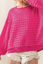 Load image into Gallery viewer, Texture Round Neck Dropped Shoulder Top
