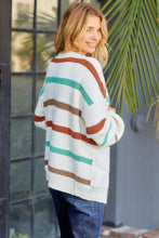 Load image into Gallery viewer, Striped Open Front Dropped Shoulder Cardigan
